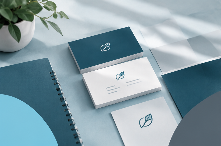 Une image pour illustrer l'article avec 2 pile de cartes de visite et un carnet de note.